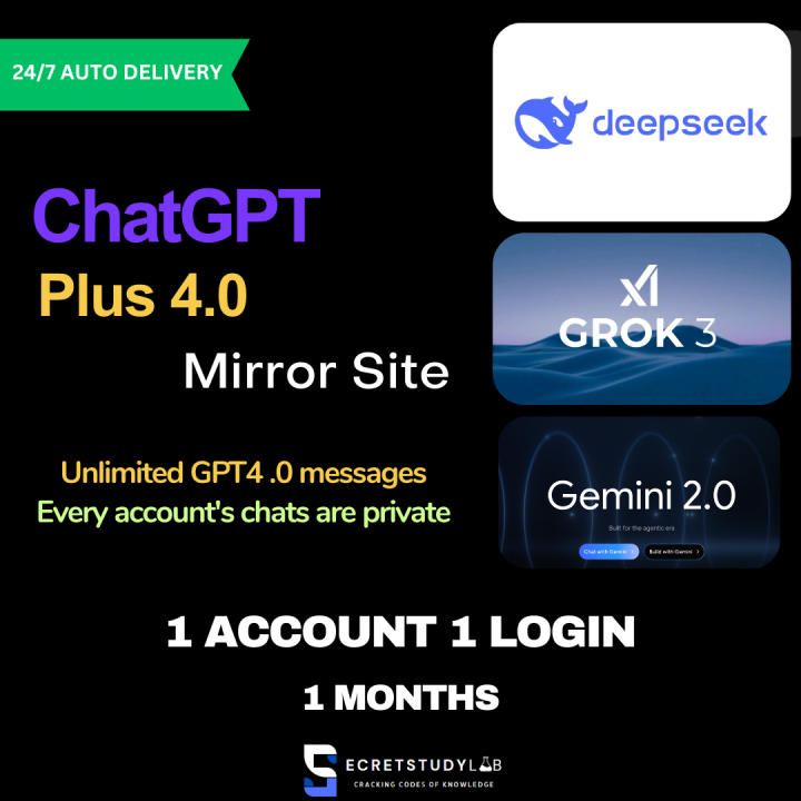 ChatGPT Plus 4.0 | Include Deepseek, Grok3 & Gemini Model⚡ 1-User ...