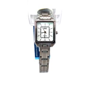 Q&Q C76A-001PY* Silver-Tone Rectangular Womens Stainless Steel Watch