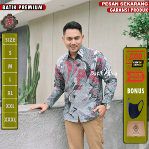 Kemeja Batik Pria Lengan Panjang Reguler Fit Full Furing Katun Premium Aluna Motif Exclusive Keren Print Cabut Solo Sragenan COD
