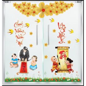 (HCM) Decal dán kính trang trí tết xuân Bính Ngọ 12 Binbin TTT12 decor văn phòng nhà hàngkhách sạn