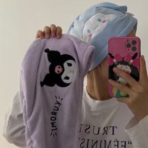 Cute Cat Hair Cap Microfiber Hair Towel Long Hair Quick Dry Bath Towel Strong Water Absorbent Women Wrap Wiping Girl Hair Towel
