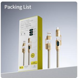 Cáp sạc nhanh 4 trong 1 (2m) công suất cao 240W màn hình LED thông minh thích hợp cho máy tính xách tay điện thoại và tai nghe ngoại thất bện chống vỡ không bị rối.