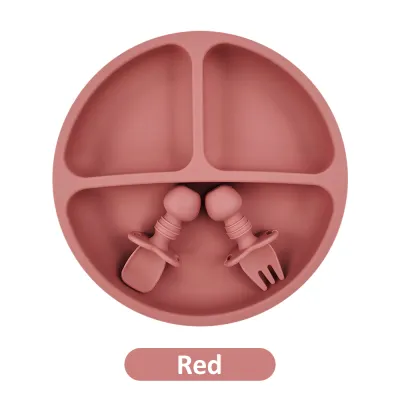 Baby Bowl Feeding Set 100% Food Grade Silicone Advanced Premium Suction Plate Bowl Spoon and Fork Feeding Set
