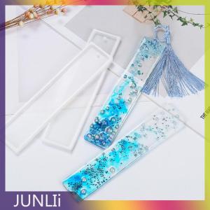 JUNLIi แม่พิมพ์ซิลิโคนทำที่คั่นหนังสือทรงสี่เหลี่ยมผืนผ้าทำด้วยอีพอกซีเรซินแม่พิมพ์งานฝีมือแบบทำมือ