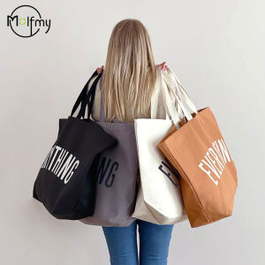 Large Capacity Canvas Tote Bag Extra Letters Fashion Beach Totes Bags Reusable Travel Shopping Handbag Grocery Bag Bolsos Mujer2026