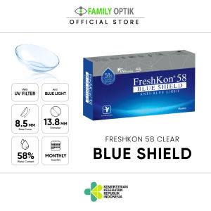 Freshkon 58 Blue Shield Anti Blue Light 1 Pasang Monthly Softlens Bening Bulanan