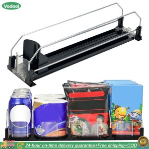 Refrigerator Soda Can Dispenser with Automatic Push and Glide Function for Kitchen Storage Durable and Space-Saving Drink Organizer