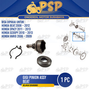 Gigi Pinion Assy Beat - Gear Ger Slah Kick Stater Honda Beat Scoopy Spacy Vario 110 Karbu