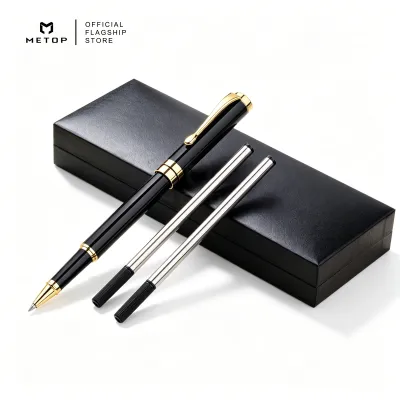 Personalized DIY Name LOGO Metal Pen Gift Box Men Women Business Signature Pen with 2 Refill (Black) Customize penwith name black pen