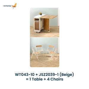 SG🥇Ready Stock🥇🥇 Smart Foldable Dining Table Set With Chairs or Stools (Flexi-Delivery Up to 160 Days) - Free Delivery🚚