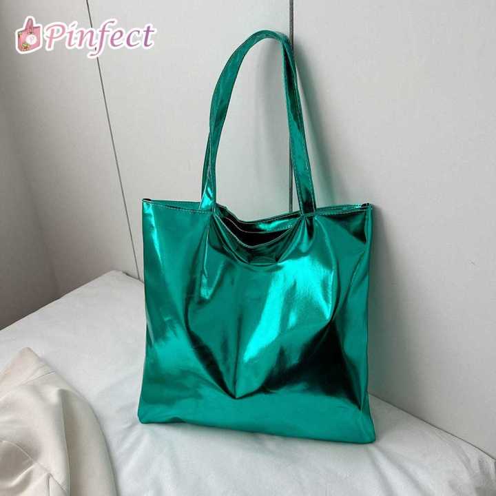 Pinfect Fashion Metal Bright Pu Leather Shoulder Bag Women Handbag