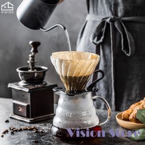 Vision Hand Brew Coffee Pot Heat Resistant Glass with Filter Cup Long-mouthed Hand-made Coffee Pots Teapots Drip Filter Long Spout Coffee Kettles Mocha Pot Coffee Apparatus