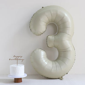 Balon Foil Angka Jumbo Cream Ukuran 32Inch Balon Angka Large Warna Krem Putih Balon Nomer 0-9 Ukuran 80cm