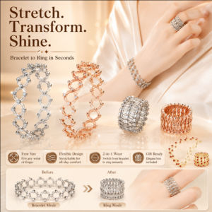 Adjustable Ring Transformable Stretch Ring Magic Bracelet Ring Creative Fashion Jewelry Size Adjustable Novelty Design Decorative Accessory