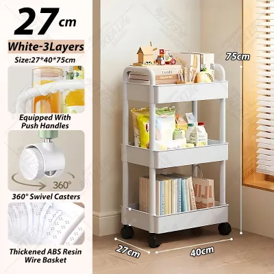 NEST Kitchen Rack Storage Trolley Cart Tray Shelf Foldable Organiser Rac Multi-Functional-layer Movable Snack Flower Sundries Bookshelf
