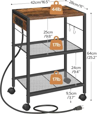 Mobile Printer Rack Stand Table With Wheels 3 Layers Printer Stand Rack Organizer With Wooden Desktop Side Table For Living Room Large Floor Standing Storage Rack For Home Office