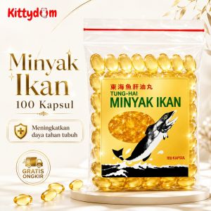 KITTYDOM Minyak Ikan Kucing Fish Oil Omega 3 6 9 Vitamin Bulu Imun Tunghai Tung Hai 100 Kapsul Kucing Anjing Kelinci Hamster Sugar Glider Penambah Nafsu Makan Solusi Kurus Lesu Kurang Aktif