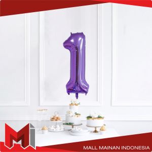 MallMainan-C390 Balon Foil Angka 0-9 Warna Ungu Balon Angka Polos / Balon Ulang Tahun Perlengkapan