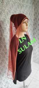 Slayer selendang pengantin Mutiara jilbab veil sunting pelaminan mua wedding aksesoris fashion muslimah Hijab manten kerudung berkualtas terbaru bride untuk gaun wedding pengantin fashion ibu besan dan tunangan nikahan souvenir LN SULAM COLLECTION