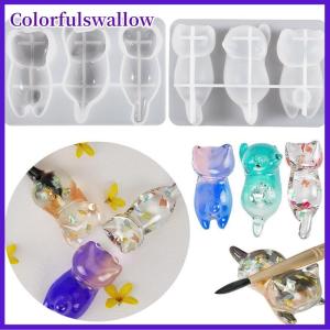 Colorfulswallow 3D Mèo Pha Lê Epoxy khuôn nhựa tự làm ba chiều nằm mèo trở lại Keychain bút chủ Silicone khuôn