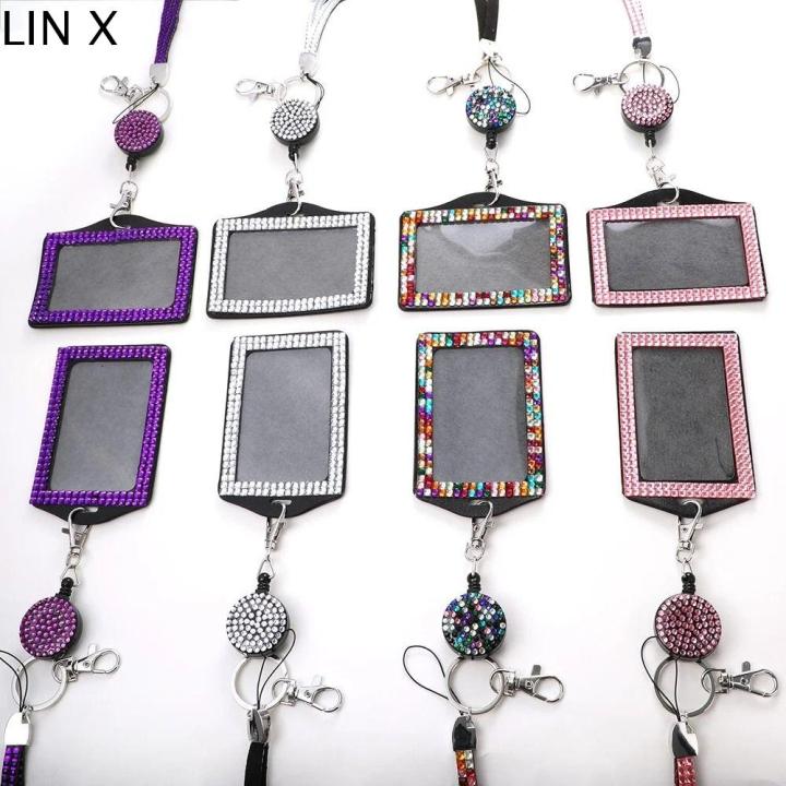 8-Piece Rhinestone Bling ID Badge Holder Set – Retractable Reel Clip, Vertical Design | Crystal Card Holder For Nurses, Office & Business - View #9