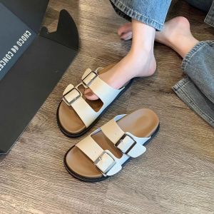 [Free Shipping] WomenS Summer Slippers Fashionable New Style Perfect For Pairing With Dresses With A High-End Feel And Thick Soles And A One-Strap Design