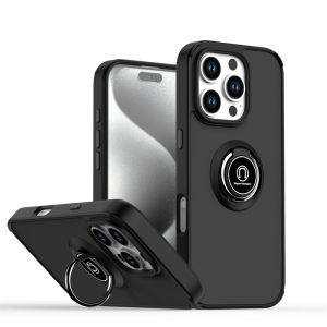 Matte Finger Ring Magnetic Stand Phone Case For iPhone 15 16 17 Pro Max 14 Plus 13 12 11 Solid Color Skin Feeling Frosted Cover