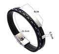 Gelang Kulit Pria 2 Layer Clip Style - Leather Men's Bracelet!. 