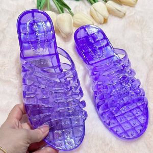 Free Shipping New Summer Wedge Sandals For Women Featuring A Single-Strap Design Non-Slip Soles Crystal Embellishments And Made Of Plastic Suitable For Mothers And Older Women Perfect For Casual Wear