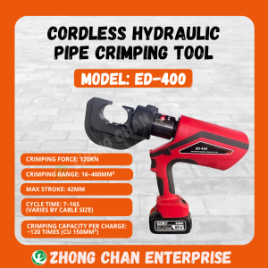 ED-400 Cordless Hydraulic Crimping Tool (16–400mm² 120KN 18V)