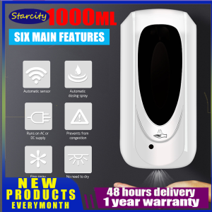 COD + local seller}Automatic Alcohol Dispencer Disinfect 1000ml Punch-Free Touchless Automatic Alcohol Dispenser Touch-free Auto Sensor Disinfection Machine - Spraying Style for Bathroom Kitchen Kindergarten Office School Hospital Airport Hotel&Restaurant