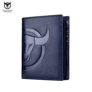 BULLCAPTAIN Genuine Leather Mens Wallet Multi-Card Slot RFID Anti-theft Brush Bull Head Wallet