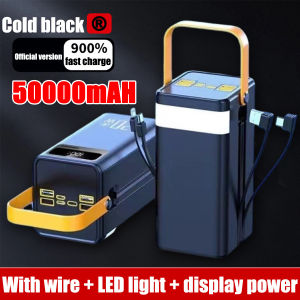 【10 years warranty】 80000mAh Original Powerbank Heavy Duty Fast Charging 4 Built-in Cables LED Digital Display With Flashlight Portable 10 Years Warranty for Camping Outdoor Travel