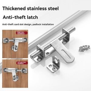 CHXONQ Heavy Duty Door Bolts Catch Lock 304 Stainless Anti-theft Door Lock Buckle Easy To Use 6/8 Inch Door Buckle Hasp Furniture Hardware