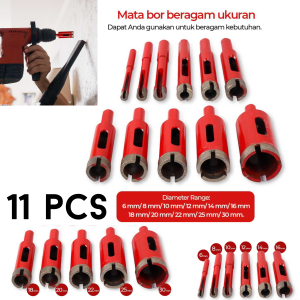 COD VENSTPOW 11 PCS Mata Bor Hole Punch Carbide Core Drill Bit 6mm-30mm  - V12