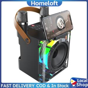 Stereo Surround Speaker with Dual Microphones Subwoofer Music Player High Power Karaoke Machine for Home Gathering Party