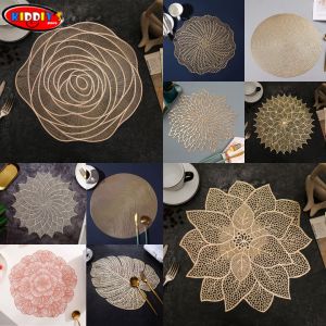 Alas Meja Table Mat Gold Flower Rose Decoration Placemat Cup Lapik Pinggan Hotel Restaurant Kitchen Decoration Tableware