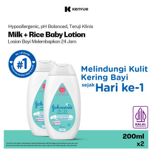 [Paket isi 2] JOHNSONS Milk + Rice Baby Lotion 200ml