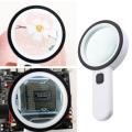 30X Lighted Magnifying Glass Handheld Illuminated Lighted Magnifier Portable Double Glass Lens Magnifier 12 LED Light for Reading Book/Newspaper/Map. 
