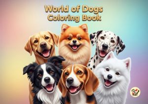 สมุดระบายสีเกรดพรีเมี่ยม ธีม " World of Dogs " โลกของสุนัข รวมสุนัขมากมาย หลากหลายสายพันธุ์ทั่วโลก (แถมฟรี สีไม้1กล่อง)