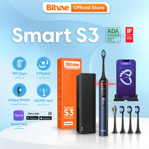 Bitvae Smart S3 Sonic Electric Toothbrush with Travel Case and Interactive Smart App (4 Heads)