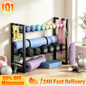 2-Tier Dumbbell Rack Heavy Duty Steel Gym Storage Stand Multi-Layer Weight Organizer Holder for Home Workout Fitness Equipment