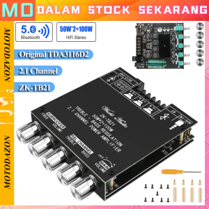 (Original) ZK-TB21 Power Amplifier TPA3116D2 Bluetooth 5.0 Penguat Subwoofer Papan 2.1 Channel 50WX2 + 100W Digital Papan Amplifier Audio Penguat Suara Stereo Papan Modul