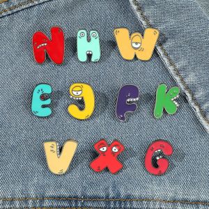 DRESSPLUS Metal Funny Alphabet Brooches Cute Creative Cartoon Brooch Badges Clothing Accessories Unique 26 Letter Enamel Pins Jewelry Gift
