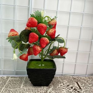 YERZ Lifelike Artificial Strawberry Berry Branch Creative Plastic Strawberry Bouquet Photo Props DIY Simulation Plant Fruit Wedding