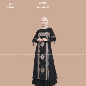 Gamis Abaya Turkey  Hitam Putih Dewasa Muslim Amarta 145 Bordir dan Payet Andinicollection
