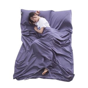 ถุงนอนที่มีน้ำหนักเบาซับผ้าฝ้ายแบบพกพาถุงนอนกลางแจ้งตั้งแคมป์โรงแรมแผ่นเดินทาง115*210เซนติเมตร