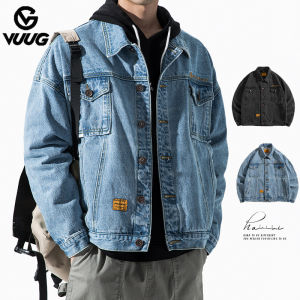 VUUG Denim Jacket Mens Spring and Autumn Tide Brand Loose Black Autumn Mens Tooling Jacket Casual Jacket jaket jeans lelaki denim jacket men S-2XL