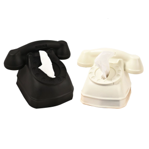 Creative Telephone Form Tissue Box Unique Telephone Model Tissue Box PVC Craft Paper Case for Homes and Office Use