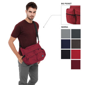 Elfs Shop - Tas Selempang Besar 2 Kantong Kanvas